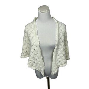 Vintage‎ Shawl Triangle Handmade Knit Diamond Stitch Lace White 52x42 Wrap